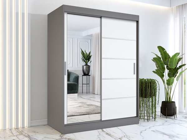 Dwudrzwiowa szafa przesuwna antracyt + biały 150 cm D3-A29