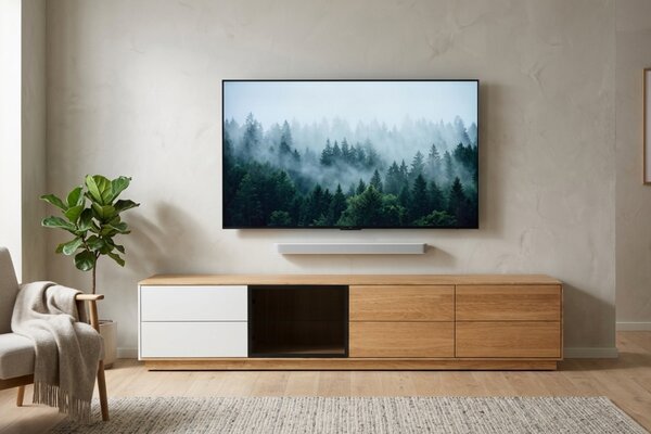 Szeroka dębowa szafka RTV 240 cm Symfonia 46