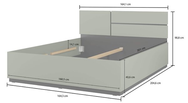 MebleMWM Łóżko 160 CROSS S | Zielony