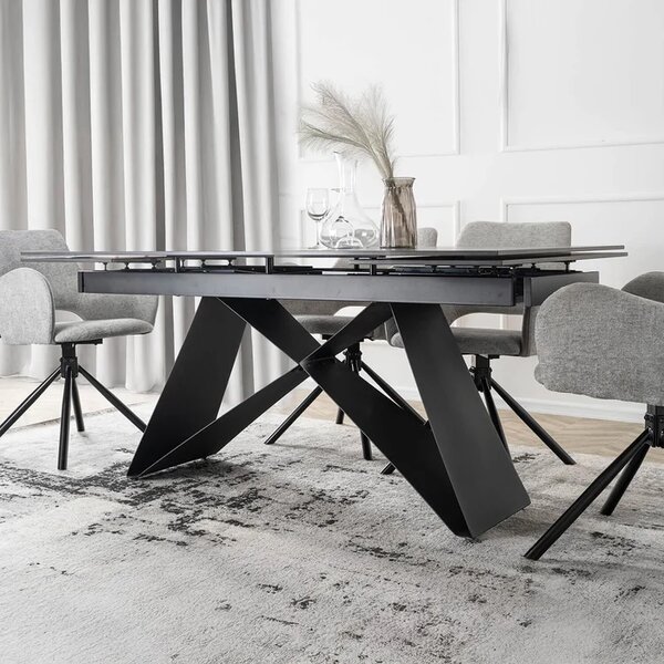 Stół Rozkładany Prostokątny VICTOR 160-240 cm Ceramiczny Czarny do Jadalni Nowoczesny Loft