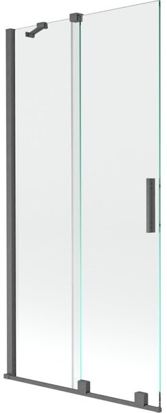 Mexen Velar parawan nawannowy 2-skrzydłowy rozsuwany 90 x 150 cm, transparent, gun gray szczotkowany - 896-090-000-01-66