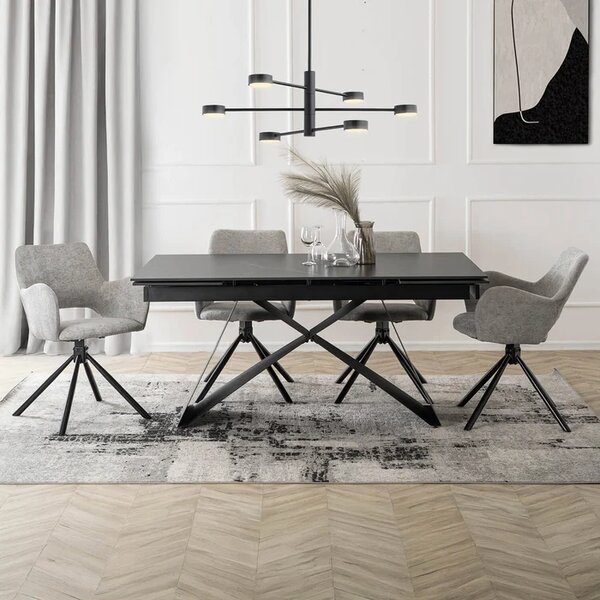 Stół Rozkładany Prostokątny VICTOR 160-240 cm Ceramiczny Czarny do Jadalni Nowoczesny Loft