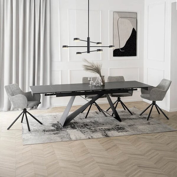 Stół Rozkładany Prostokątny VICTOR 160-240 cm Ceramiczny Czarny do Jadalni Nowoczesny Loft