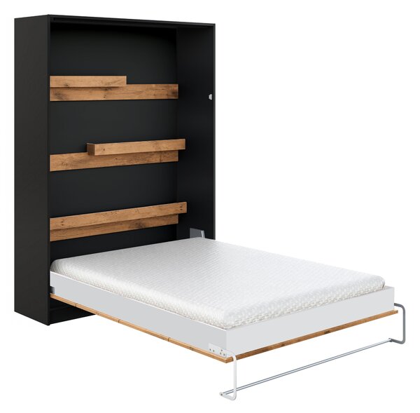 Półkotapczan Modern 160x200 pionowy - czarny / dąb lancelot