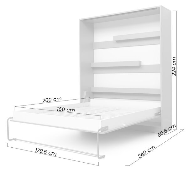 Półkotapczan Modern 160x200 pionowy - czarny / dąb lancelot