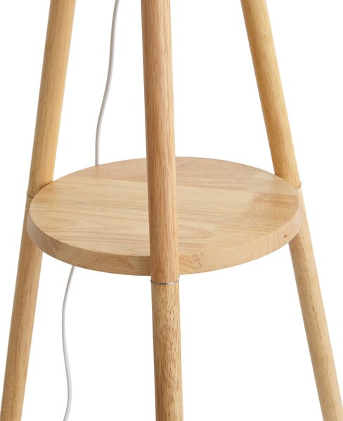 Drewniana lampa podłogowa na trójnogu z wielokolorowym abażurem w zwierzęce wzory 50 cm - Lou