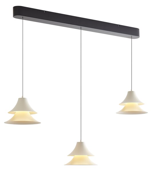 Lampa wisząca czarna z beżowym, z LED, 3-stopniowa regulacja ściemniania, 3-źródła światła Easylift - Witch