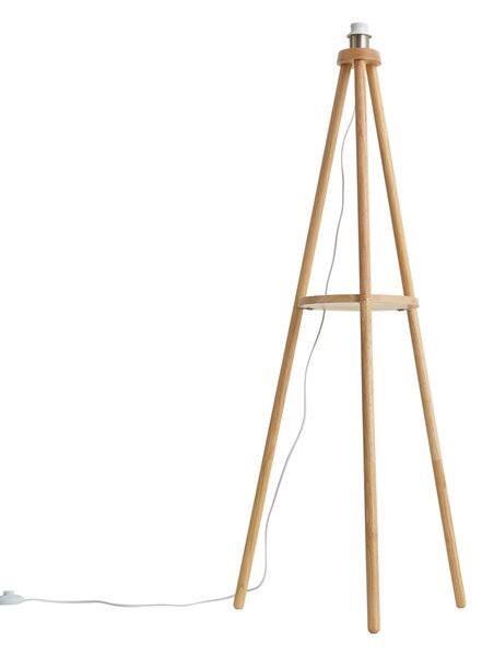 Skandynawska lampa podłogowa trójnóg drewniana - Lou
