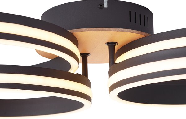 Lampa sufitowa drewniana z LED, 3-stopniowa regulacja ściemniania, 4-źródła światła - Navara