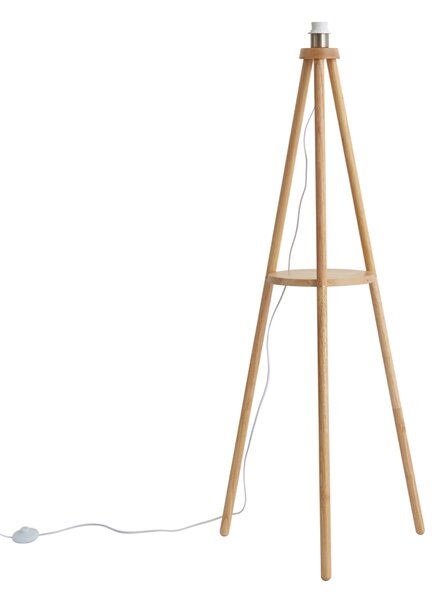 Skandynawska lampa podłogowa trójnóg drewniana - Lou