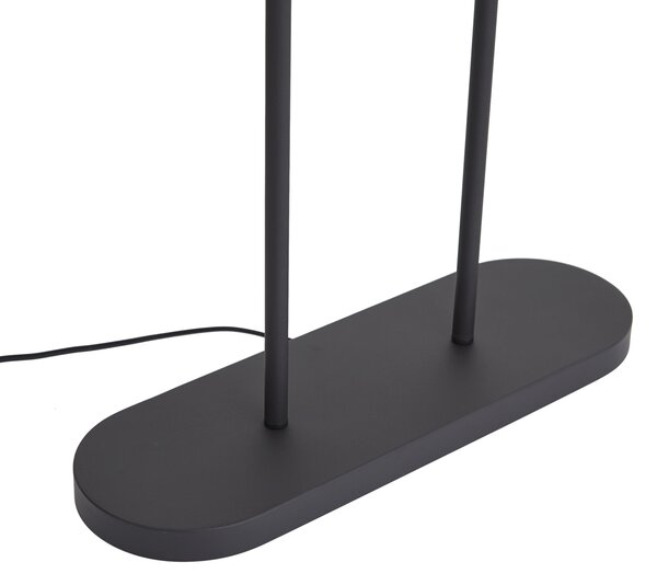 Lampa podłogowa czarna z czarnym owalnym abażurem 50 cm - Thijmen