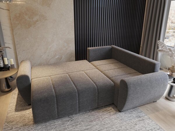 Masseno Narożnik MADISON z funkcją spania i pojemnikiem na pościel Narozniki L, Rozkładana sofa - Niebieski, KRONOS 09