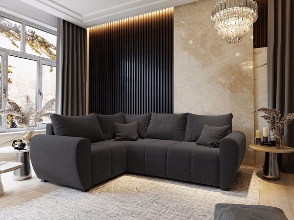 Masseno Narożnik MADISON z funkcją spania i pojemnikiem na pościel Narozniki L, Rozkładana sofa - Szary, SAWANA 05