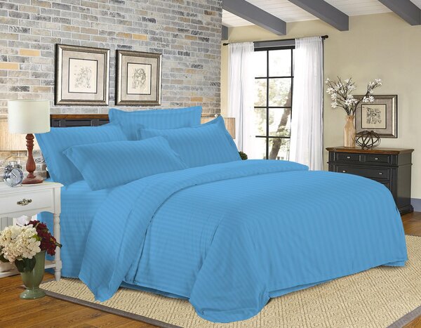 Hotelowa pościel z mikrofibry JASMINE PURE jasnoniebieska - pasek 1 cm Rozmiar pościeli: 70 x 90 cm | 140 x 200 cm