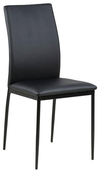 OXM Nowoczesne tapicerowane krzesło do jadalni Girona skórapoliuretan czarny BL08 / metal czarny malowany proszkowo 43,5 x 92 x 53 cm