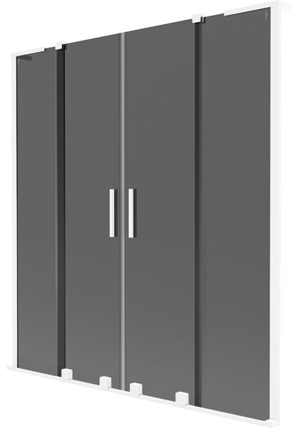 Mexen Velar L Duo parawan nawannowy 2-skrzydłowy rozsuwany 140 x 150 cm, grafit, biały - 896-140-003-42-20