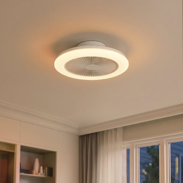 Wentylator sufitowy LED Vedin, Ø 45 cm, RGBW, ściemniany, biały, DC – Lindby Lindby, Vedin, ściemnialny, biały, salon, tworzywo sztuczne, nowoczesny