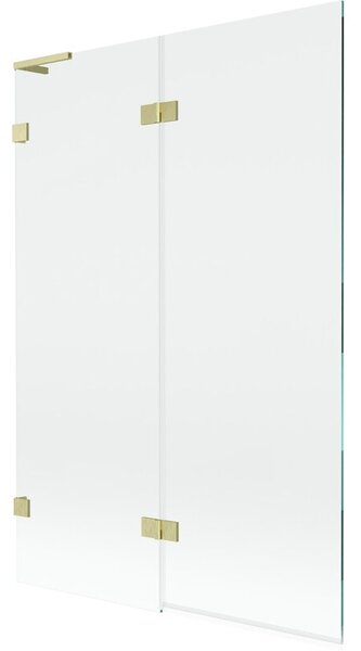 Mexen Lunar L parawan nawannowy 2-skrzydłowy lewy 120 x 150 cm, transparent, złoty szczotkowany - 897L-120-100-55-00-L