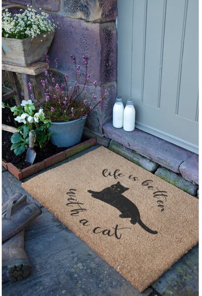 Wycieraczka z włókna kokosowego 40x60 cm Life Is Better With a Cat – Artsy Doormats
