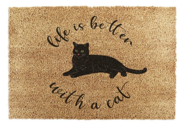 Wycieraczka z włókna kokosowego 40x60 cm Life Is Better With a Cat – Artsy Doormats