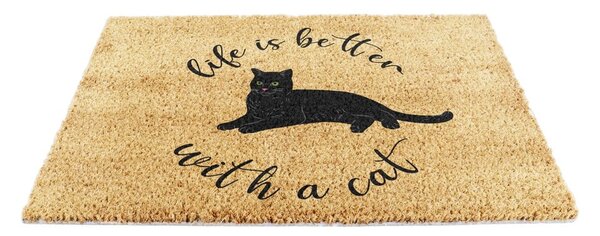 Wycieraczka z włókna kokosowego 40x60 cm Life Is Better With a Cat – Artsy Doormats
