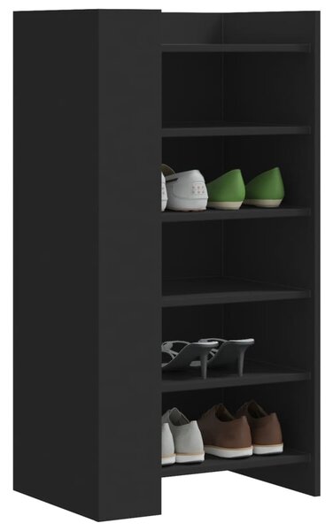Szafka na buty, czarna, 52x37,5x100 cm, materiał drewnopochodny