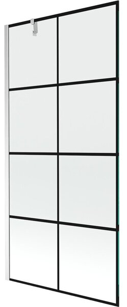 Mexen Next parawan nawannowy 1-skrzydłowy 90 x 150 cm, czarna kratka, chrom - 895-090-000-00-77-01