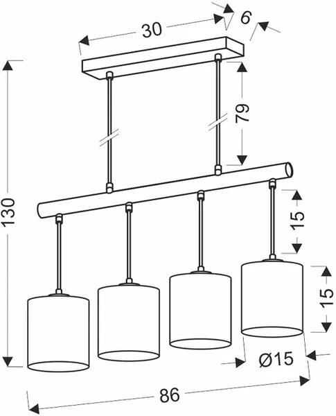Lampa wisząca nad wyspę z 4 zwisami beż + czarny - 21X Z061 M8-W96