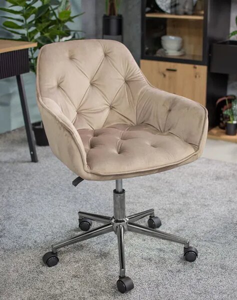 Beżowy fotel do biurka glamour M3-H54