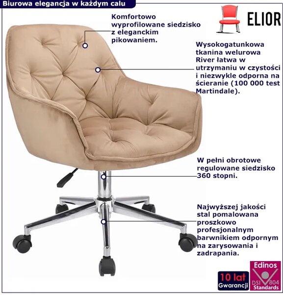 Beżowy fotel do biurka glamour M3-H54