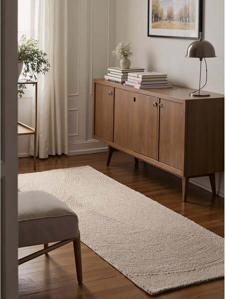 Wełniany chodnik tkany ręcznie w jasnym naturalnym kolorze 80x200 cm Calmio – Hanse Home