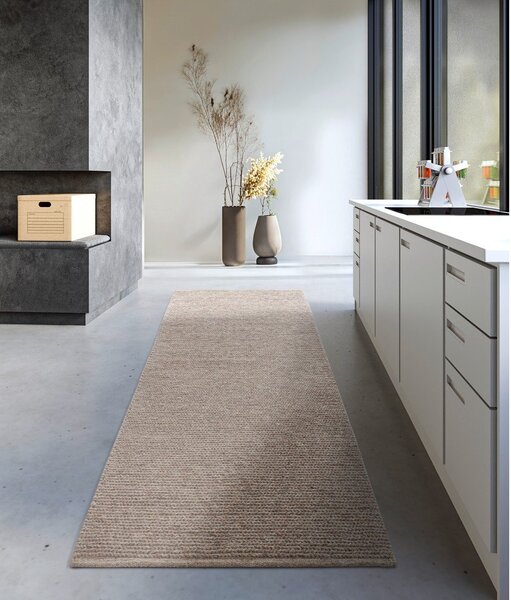 Jasnobrązowy wełniany chodnik tkany ręcznie 80x200 cm Francois – Villeroy&Boch