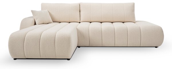 Masseno Narożnik GIOIA z funkcją spania i pojemnikiem na pościel Narozniki L, Rozkładana sofa - Kremowy, LAMBI 8