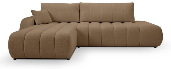 Masseno Narożnik GIOIA z funkcją spania i pojemnikiem na pościel Narozniki L, Rozkładana sofa - Brązowy, LAMBI 4