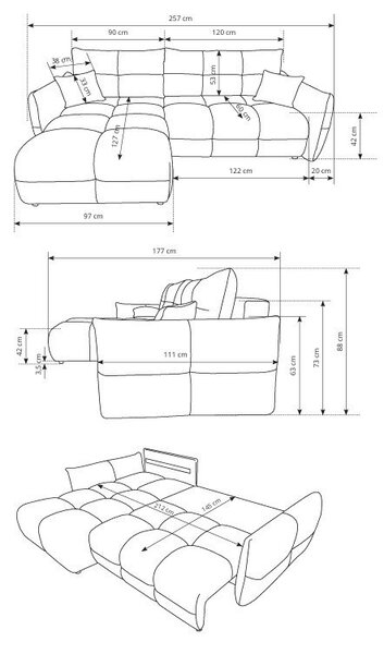 Masseno Narożnik MODA z funkcją spania i pojemnikiem na pościel Narozniki L, Rozkładana sofa - Beżowy, NORDIC TAUPE