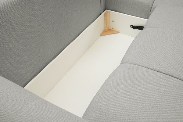 Masseno Narożnik MODA z funkcją spania i pojemnikiem na pościel Narozniki L, Rozkładana sofa - Szary, NORDIC ASH