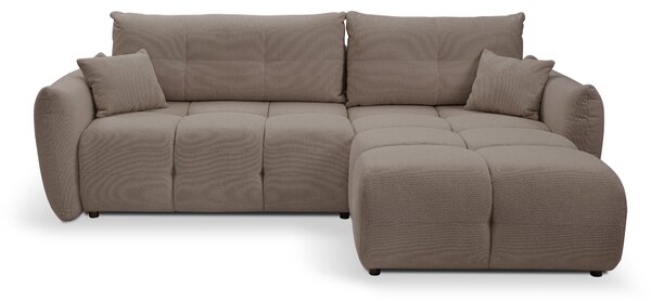 Masseno Narożnik MODA z funkcją spania i pojemnikiem na pościel Narozniki L, Rozkładana sofa - Brązowy, NORDIC MOKA