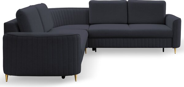Masseno Narożnik VELA z funkcją spania i pojemnikiem na pościel Narozniki L, Rozkładana sofa - Granatowy, CASTEL 79