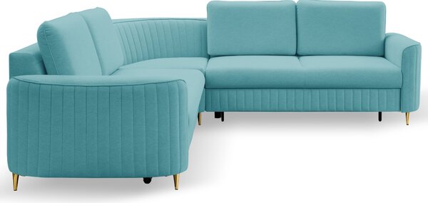 Masseno Narożnik VELA z funkcją spania i pojemnikiem na pościel Narozniki L, Rozkładana sofa - Błękitny, CASTEL 70