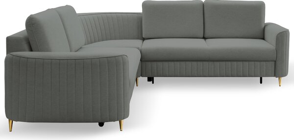 Masseno Narożnik VELA z funkcją spania i pojemnikiem na pościel Narozniki L, Rozkładana sofa - Szary, CASTEL 93