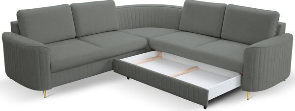 Masseno Narożnik VELA z funkcją spania i pojemnikiem na pościel Narozniki L, Rozkładana sofa - Szary, CASTEL 93