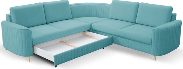 Masseno Narożnik VELA z funkcją spania i pojemnikiem na pościel Narozniki L, Rozkładana sofa - Błęktiny, CASTEL 70