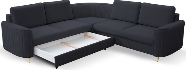 Masseno Narożnik VELA z funkcją spania i pojemnikiem na pościel Narozniki L, Rozkładana sofa - Granatowy, CASTEL 79