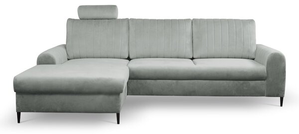 Masseno Narożnik VERONA z funkcją spania i pojemnikiem na pościel Narozniki L, Rozkładana sofa - Szary, VELLUTO GREY 16
