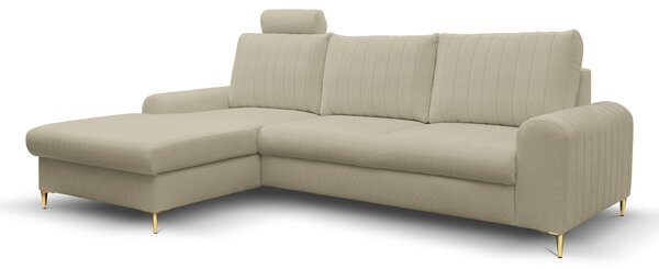 Masseno Narożnik VERONA z funkcją spania i pojemnikiem na pościel Narozniki L, Rozkładana sofa - Beżowy, LOFT 2