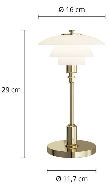 Louis Poulsen Lampa stołowa z akumulatorem PH 1-1 Portable, mosiądz, IP44 1-1, możliwość ściemniania, mosiężny / złoty, salon / jadalnia, mosiądz, design