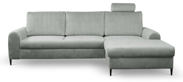 Masseno Narożnik VERONA z funkcją spania i pojemnikiem na pościel Narozniki L, Rozkładana sofa - Szary, VELLUTO GREY 16