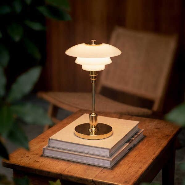 Louis Poulsen Lampa stołowa z akumulatorem PH 1-1 Portable, mosiądz, IP44 1-1, możliwość ściemniania, mosiężny / złoty, salon / jadalnia, mosiądz, design