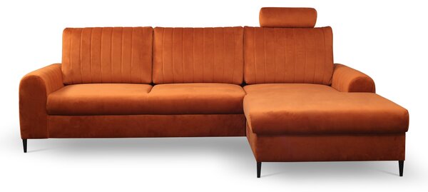 Masseno Narożnik VERONA z funkcją spania i pojemnikiem na pościel Narozniki L, Rozkładana sofa - Brązowy, VELLUTO RUST 33