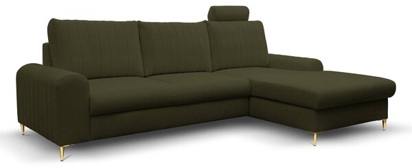 Masseno Narożnik VERONA z funkcją spania i pojemnikiem na pościel Narozniki L, Rozkładana sofa - Zielony, LOFT 10